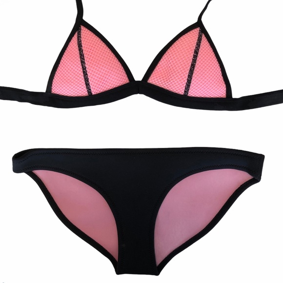 🌸TRIANGL // Black Pink Rush Bikini Set XXS/XS - Picture 9 of 11